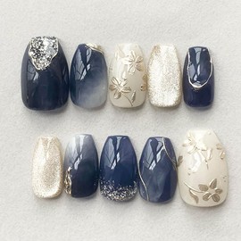 YXRXKJ Nail Tips, Medium, Pack of 24, Nail Tips, Short, Popular, Japanese Style, Cute, Simple, Stylish, Fake Nails, Short, Spring and Summer, Bride Nails, Glossy, Coming-of-age Ceremony, School
