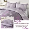 Purple Floral Quilt Set King Size, 3 Pieces Botancal Leaves
