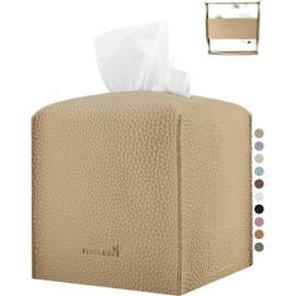 cubierta para caja de pañuelos 5X5X5" de piel sintética, organizador de cubo de pañuelos cuadrado para tocador de baño, encimera, mesitas de noche, oficina, hogar, cocina (1 paquete