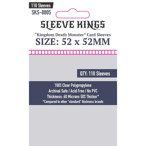Sleeve Kings Kingdom Death Monster Card Sleves (52 X 52mm) -110 Pack, 60 Microns