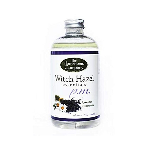 The Homestead Company Alcohol Free Witch Hazel PM (Lavender/Chamomile) + Facial Cleansing Cotton Pads (100 Count Pack)