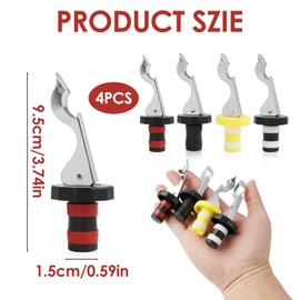 4er Set Universal Flaschenverschlüsse mit Hebel und Korkenzieher, Wiederverwendbare Silikon Wein Stopfen für Bier, Wein, Sichere und Langlebige Getränkeverschlüsse,Geeignet für verschiedene Anläs