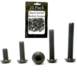 M5 x 25mm - Black Socket Button - Dome Head - Hex Allen Key Screw Bolts - Perfect for Machinary, Electrical Devices, Furniture, Fixtures, Indoor & Outdoor DIY Projects - 20 Pack