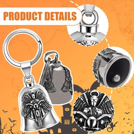 1 x Guardian Bell Biker Bell, Motorcycle Bell Lucky Charm, Stainless Steel Motorcycle Bell, Protective Bell Angel Riding Bell, Motorcycle Bell Keyring for Blessing the Peace, Lucky Charm