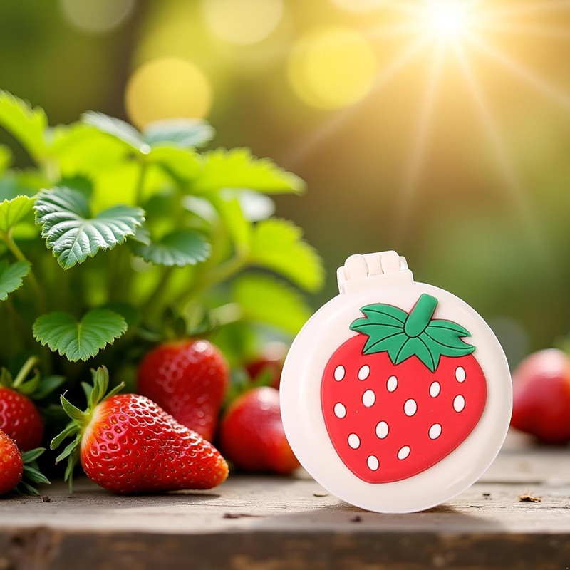 Strawberry Travel Hair Brush, Folding Round Massage Brush with Mini
