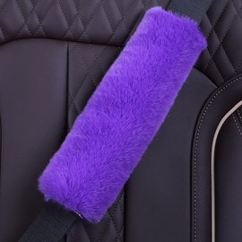 2Pcs Soft Plush Rabbit Fur Car Seat Belt Pads Fluffy Shoulder Strap Cover Seatbelt Protector Neck Cushion Protector Car Accessories for Adults Kids(Purple)