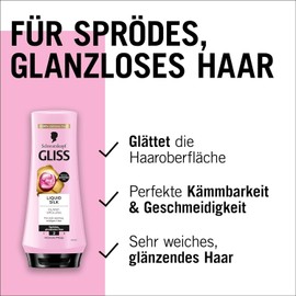 Gliss Liquid Silk Conditioner (4 x 200 ml), Conditioner with Ceramide & Silk Intensively Nourishes Brittle and Dull Hair, Conditioner for Hair Like Silk