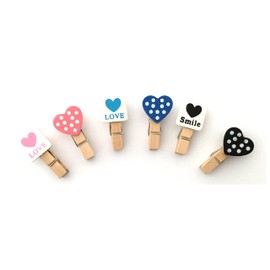 LWR CRAFTS Wooden Mini Clothespins Love and Heart 24 Pieces and Jute Cord 8 Ft (B)