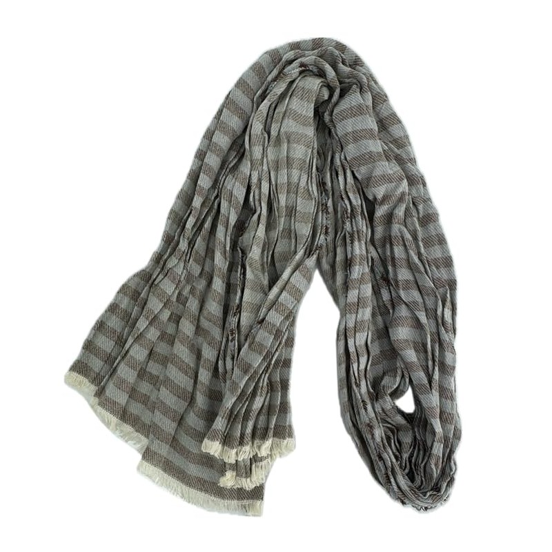 Rotfuchs Cotton Scarf Women's Scarf Men's Scarf Crinkle Look Striped