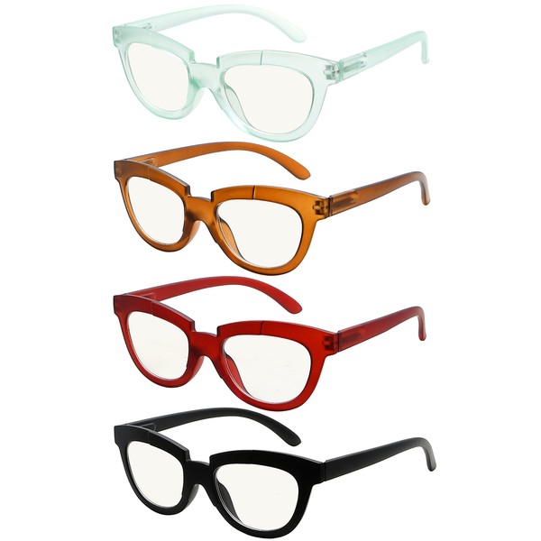 Eyekepper 4-Pack Progressive Multifocus Reading Glasses for Women Half Moon