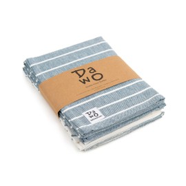 DaWo Set of 5 tea towels / kitchen towels made of 100% cotton with hanger, Oeko-Tex Standard, other colours available, 50 x 70 cm, strong with 200 g/m² (petrol (mixed stripes))