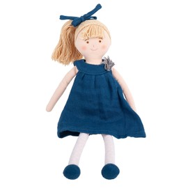 Trousselier - Soft Toy - Doll 30cm - Organic Cotton Fabrics - Ideal Birth Gift - Machine Washable - Denim Blue - Pack of 2