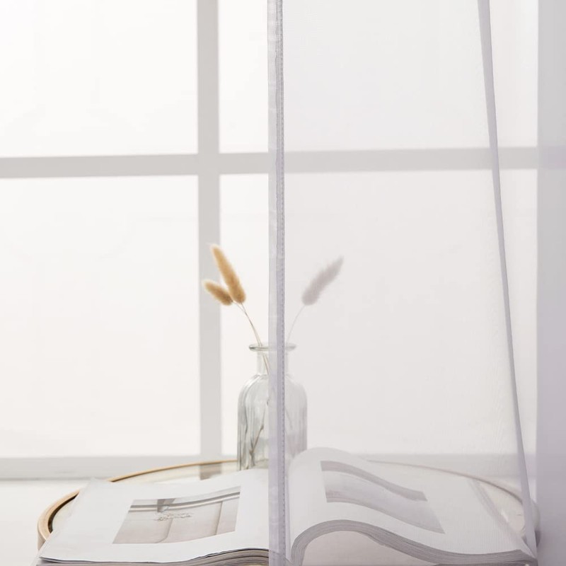 MIULEE Window Valance Half Window Sheer Curtains Rod Pocket Semitranslucent