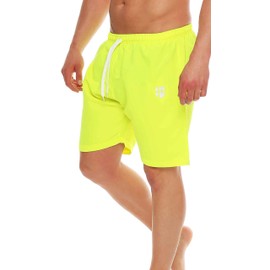 Gennadi Hoppe Men's Swimming Shorts Long Swimming Trunks Beach Shorts Board Shorts, neon yellow, XL