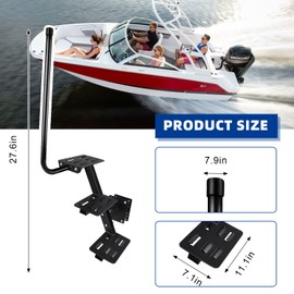 POOAMY Heavy Duty Boat Trailer Steps, 3 Step Boat Trailer Tongue Steps with Handle, Non-Slip Surface, 500lbs Capacity Universal Fits for Bass Boat, Pontoon Boat, Easy Installation