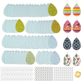 SHUANGART 60 Pcs Sublimation Earring Blanks Double-Sided Superfine Glitter Teardrop Shape, Unfinished Faux Leather Earrings with Sublimation Paper for Christmas DIY Jewelry Making (Gold & Silver)