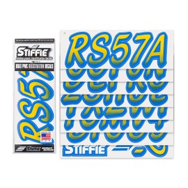 Stiffie STIFFIE Whipline Yellow/Blue 3" Boat & PWC Registration Decals ? Numbers Letters Stickers