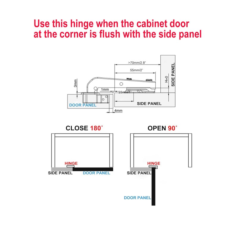 90 Degree Soft Close Cabinet Hinges, Detachable Blind Corner Kitchen