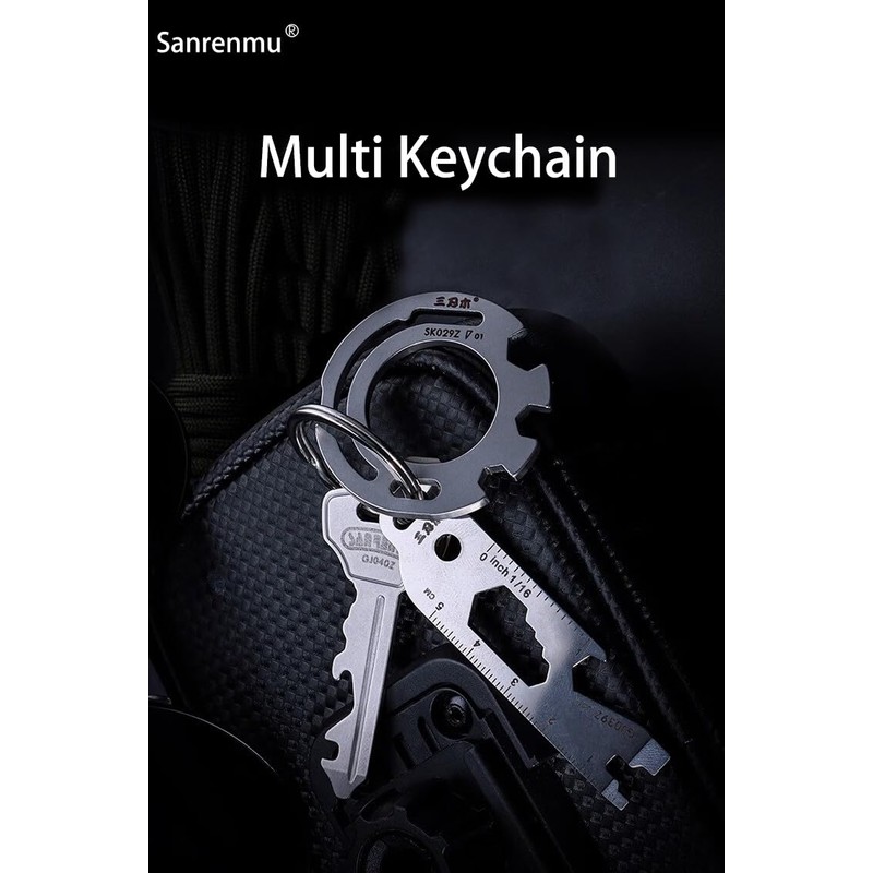 Sanrenmu Keychain EDC Multi Tools Kit with 5/6/8MM Wrench Bottle
