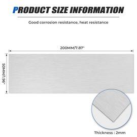 Uxney Aluminum Sheet, 2"x8" 2mm Thick (14 Gauge) 6061 T651 Aluminum Sheet Metal, 99.9% Pure Aluminum Plate for Crafts, Jewelry Making, DIY, Electrical Repair (1 Pack)