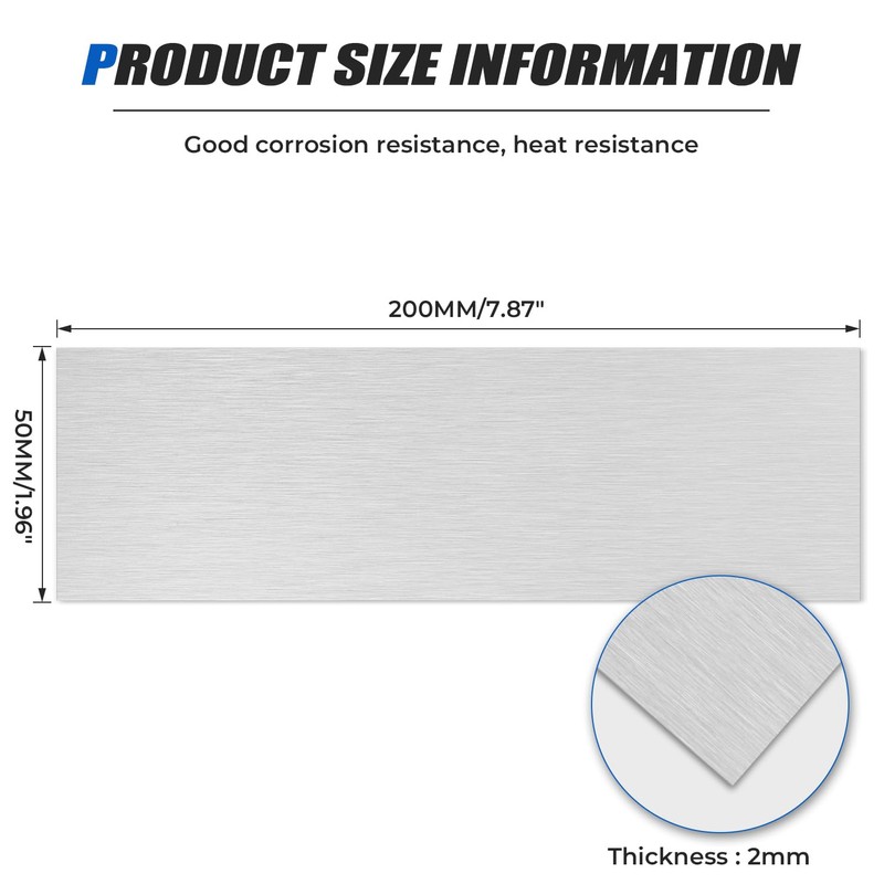 Uxney Aluminum Sheet, 2"x8" 2mm Thick (14 Gauge) 6061 T651