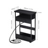 YEAKOO Narrow Side Table with Charging Station, 3-Tier End Table