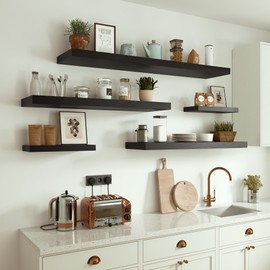 Vivelove Long Floating Shelves 10 inch Deep 36” x 10.3” x 1.8”, Large Wall Shelves for Bedroom, Bathroom, Living Room, Kitchen, Office, Modern Shelf Home Decor with Invisible Bracket, Black