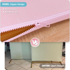 7.2FT 6FT Baby Pink Arch Backdrop Cover Set of 2,Wrinkle Free Stretchy Spandex Set of 2 Wedding Arch Cover,Pink Round Chiara Arch Backdrop Background Stand Cover for Birthday Party Baby Shower