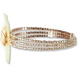 Floral Corsage Bracelet in Rose Gold, Rhinestone Artemisia Collection