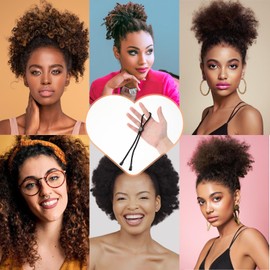 10Pcs Adjustable Hair Bands and Snap Hair Ties Set Black Elastic Curl Hair Scrunchies Long Headband for Women Curly Thick Locs Updos Bun Afro Puff Pnoytail No-Slip Design