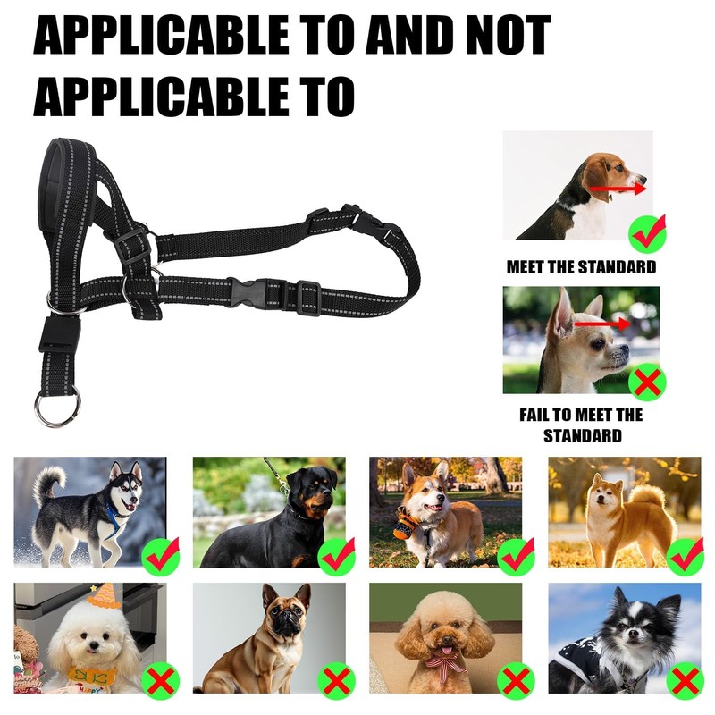 Dog Head Halter with Reflective Soft Padded Adjustable and Easily
