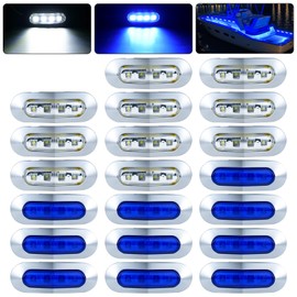 PSDRIQQ 20Pack 3.7 Inch 4 LED Marine Boat Interior Lights, DC12-24V Waterproof Courtesy Lamp Deck Transom Stern Cabin Navigation Lighting for Fishing Pontoon Yacht Kayak Sailboat - Blue & White