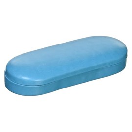 テーシーケース メガネケース おしゃれ かわいい レザー調 ハード ケース バネ式 ポリウレタン スチール ブルー HY-6012B-11