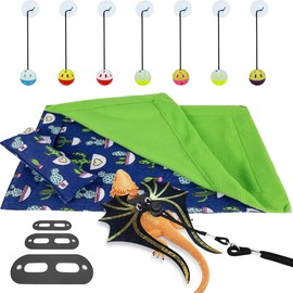 WAYUTO Bearded Dragon Bed with Pillow and Blanket Reptile Sleeping Bag Bearded Dragon Harness Set Leather Bearded 7pcs Dragon Toys Balls for Small Animals