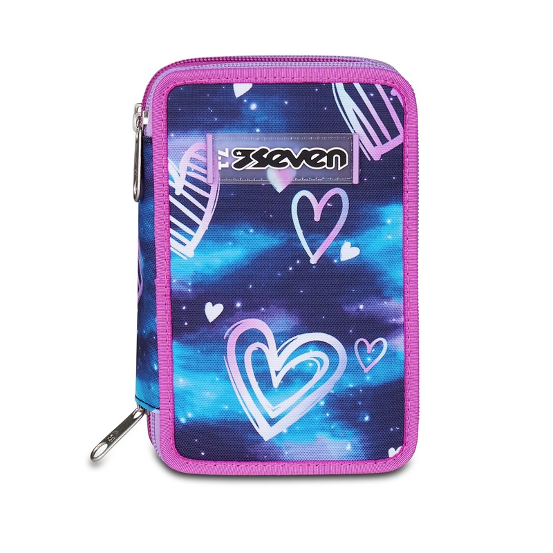 Seven Astuccio Scuola Elementare, 3 scomparti, Medie, con Matite, Pennarelli,