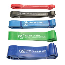 Fitness Mad Power Resistance Loop, Workout Band, Singles & Set of 3 Resistance Bands, Heavy Duty Exercise Loops for Home Workouts, Light to Strong (X-Strong)