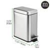 mDesign Small Modern 1.3 Gallon Rectangle Metal Lidded Step Trash