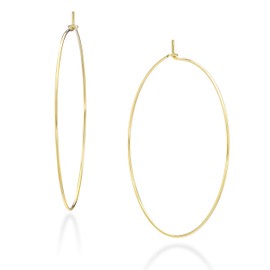 Miabella 925 Sterling Silver or 18K Gold Plated Super Thin Threader Wire Hoop Earrings for Women Made in Italy, Sterling Silver