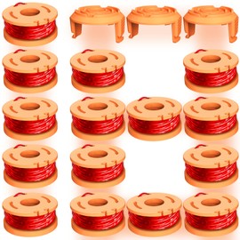 Chway 18 Pcs Replacement Trimmer Spools Compatible with Worx Weed Eater, 150ft, 0.065″ WA0010 Weed Wacker Refils and WA6531 Spool Cap Cover (15 Trimmer Spools+3 Spool Caps)