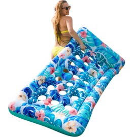 Pool Floats Raft - Oversized Pool Float Lounge for Adults, 71.65" X 34.3", Ultra-Comfort Cooling Inflatable Pool Float with Headrest