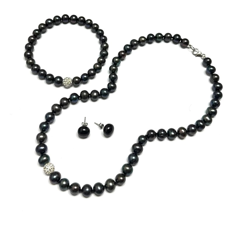 Oriente Pacific - Juego de Collar y Pulsera de Perlas