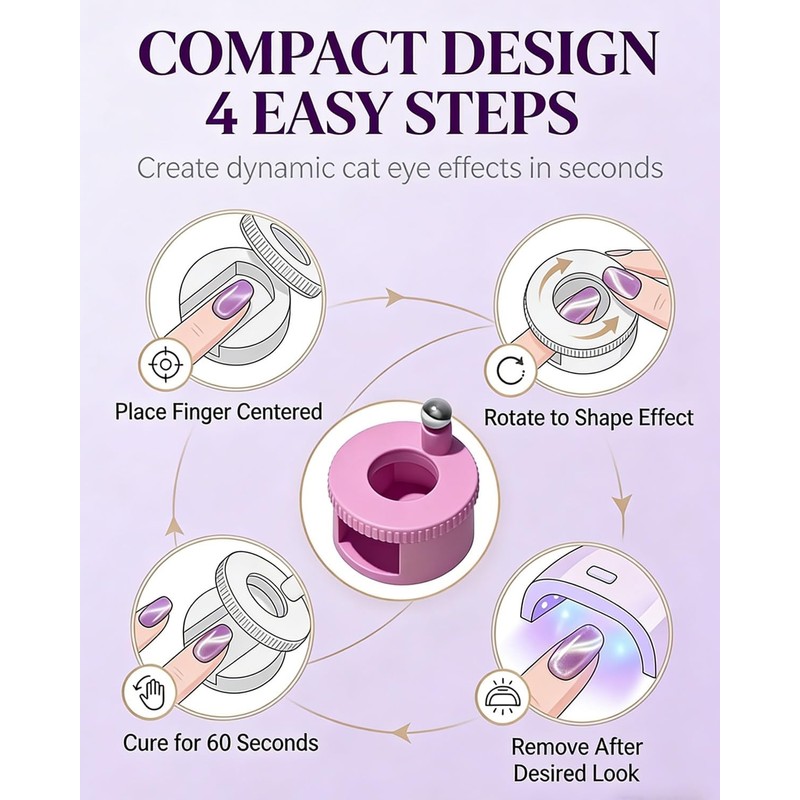Rotating Cat Eye Magnet for Nail Polish, 8 in 1