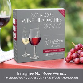 The Wand Wine Purifier (48-Pack) | No More Wine Headaches | Removes Histamines and Sulfites | With Twist-Off Wine Charms | Per-Glass