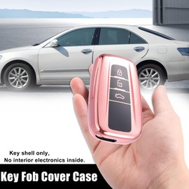 MACHSWON Car Key Fob Cover Case Key Fob Shell Protector Keyless Remote Smart Key Holder W/Keychain Pink for Toyota Camry RAV4 Avalon C-HR Prius Corolla 2018-2021