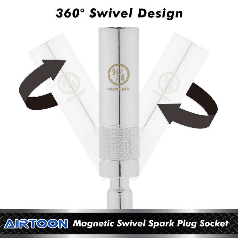 AIRTOON 7-Piece 3/8 Inch Drive Magnetic Swivel Spark Plug Socket