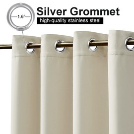 NICETOWN Waterproof Patio Outdoor Curtain and Drape Extra Wide, Thermal Insulated Top and Bottom Grommet Keep Sun & Rain Out Public Divider for Porch/Arbor, Beige, 1 Panel, W100 by L95