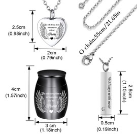 10Pcs Urn Necklace for Ashes Cremation Jewelry Heart Necklace Stainless Steel Urns Memorial Locket Vertical Bar Crystal Ashes Sharing Keepsake Urns Memorial Ashes Holder (10Pcs)