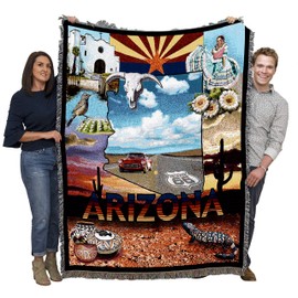 State of Arizona - Blanket Throw Woven from Cotton - Made in The USA (72x54)
