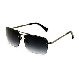 Men Large Outdoor Sunglasses Metal Rimless Aviator Reading Glasses - Big Lens Rectangular Sun-Reader (Gunmetal-Black, 2.75)