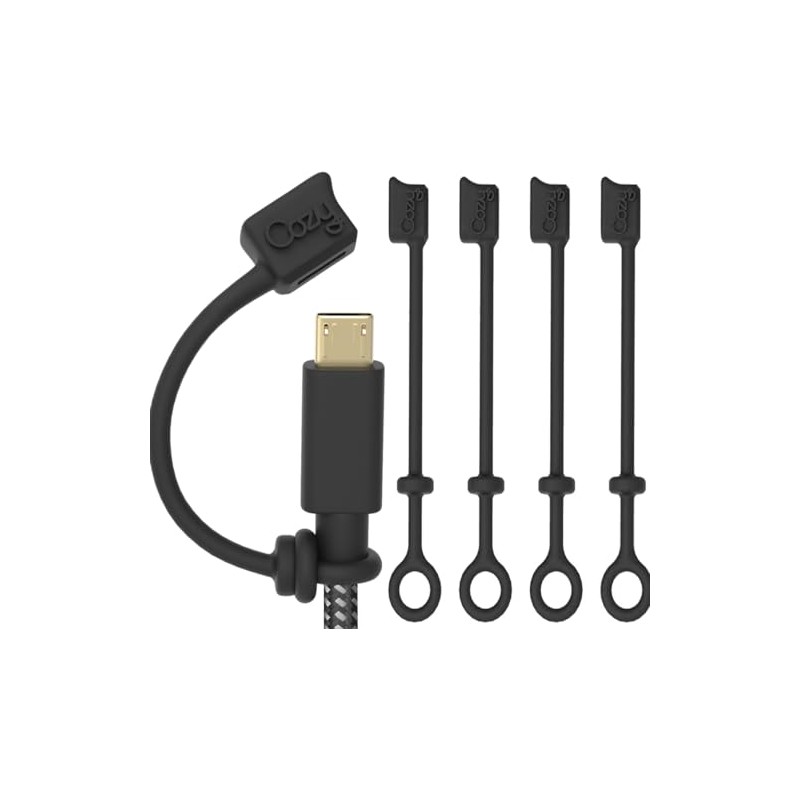 Cozy [4-Piece] USB Caps/Tether for Micro USB Cable & Compatible